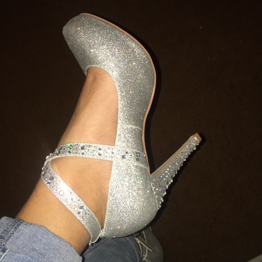 Silver Glitter Heels - image 5